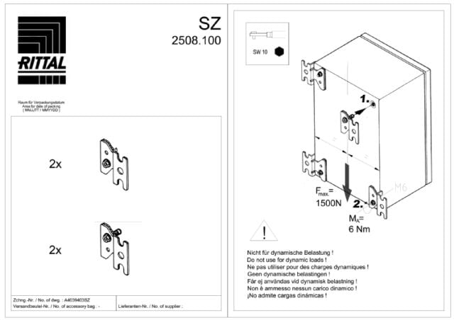 RITTAL SPA RIT2508100 SZ SUPP. FISS. PAR. X MONT. ESTERNO-4PZ