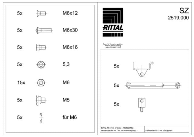 RITTAL SPA RIT2519000 SZ 5 ARRESTI PORTA APERTA- 5 PZ