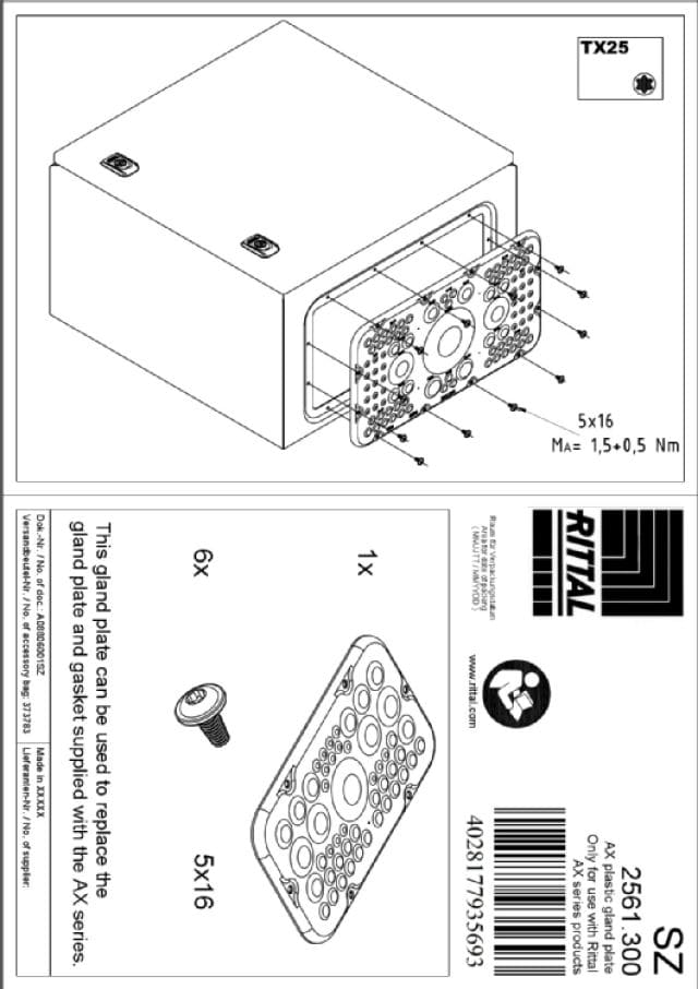 RITTAL SPA RIT2561300 SZ INGRESSO CAVI A MEMBRANA MISURA 1