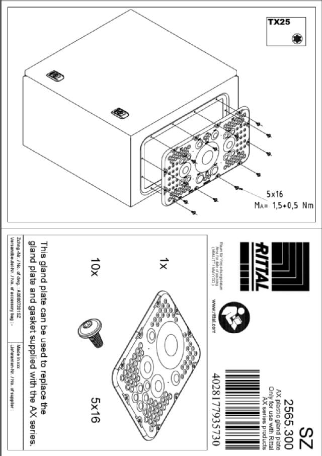 RITTAL SPA RIT2565300 SZ INGRESSO CAVI A MEMBRANA MISURA 5