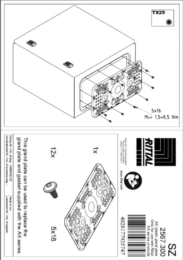 RITTAL SPA RIT2567300 SZ INGRESSO CAVI A MEMBRANA MISURA 7