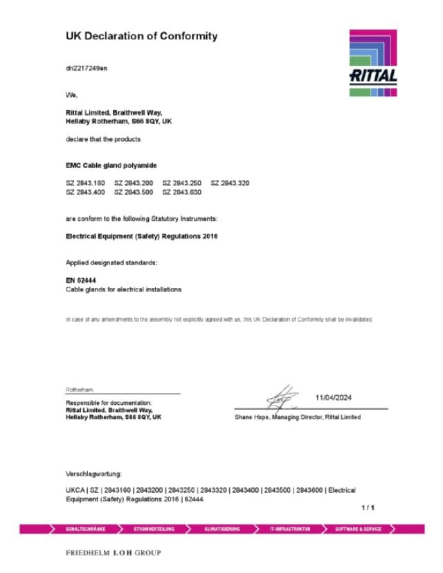 RITTAL SPA RIT2843250 SZ BOCCHETT.PASSACAVI EMC M25 - 5PZ