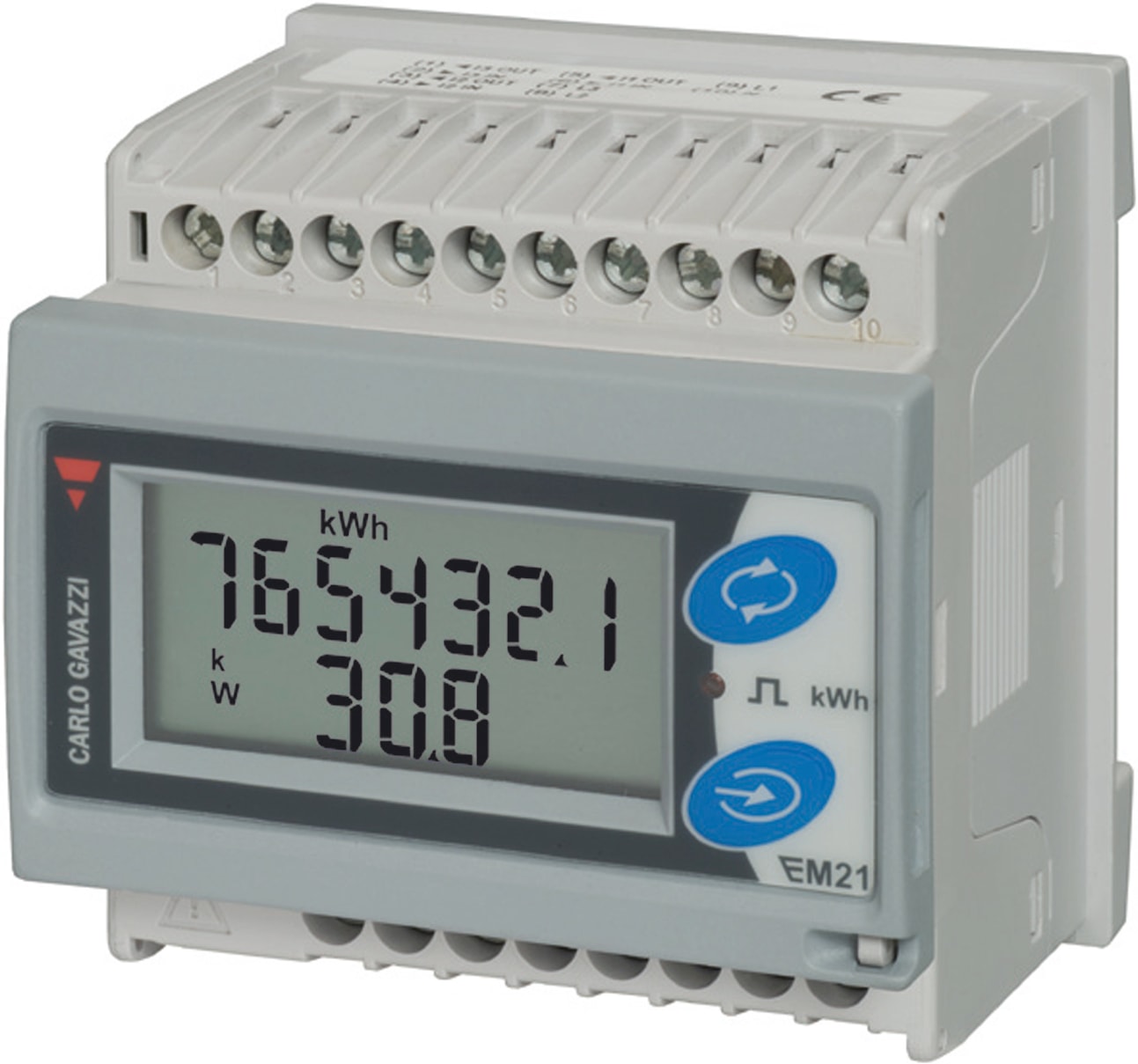 CARLO GAVAZZI GAVEM21072DAV53XOSX KWH 3F-N AN/CONT.EN 400V 5A+1IMP+RS485
