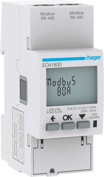 HAGER HAGECA180D CONTATORE 1F DIR 80A MODBUS AGARDIO MID