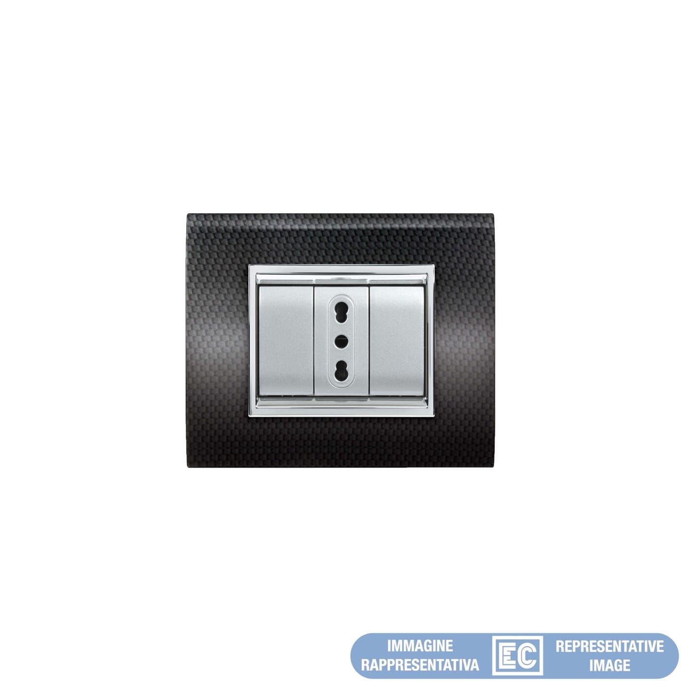 ELETTROCANALI SRL ETNECL3084FB PLACCA NEWPRESTIGE 4 MODULI FIBRA CARBON