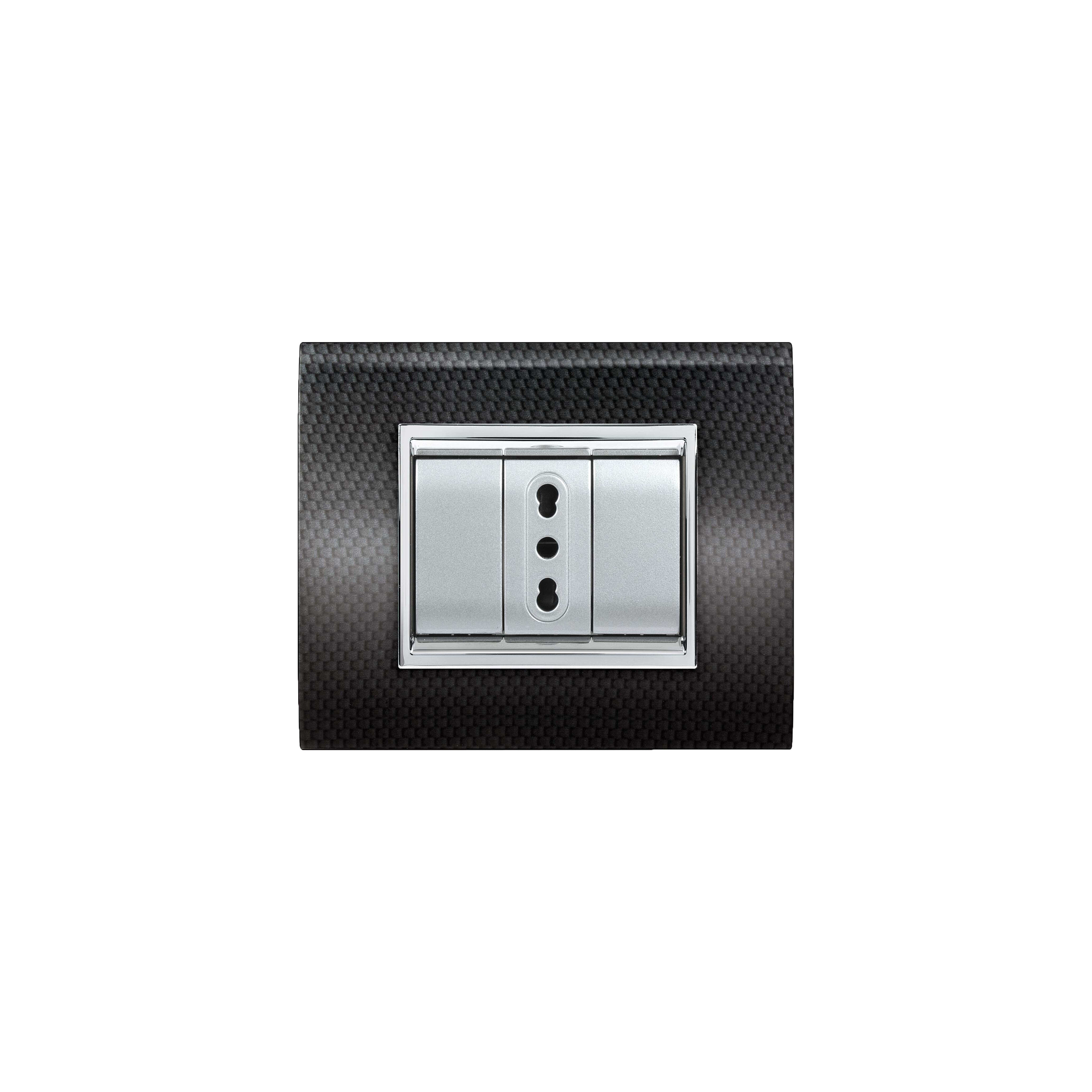 ELETTROCANALI SRL ETNECL3083FB PLACCA NEWPRESTIGE 3 MODULI FIBRA CARBON