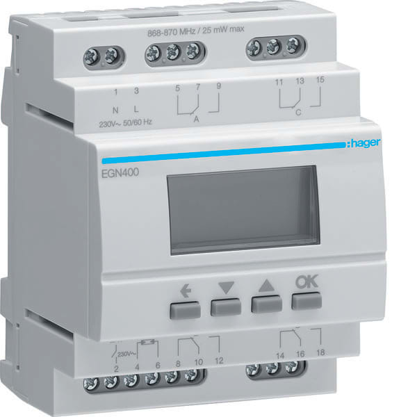 HAGER - HAGEGN400 Multifunktions-Zeitschaltuhr,BT, 4-Kanal