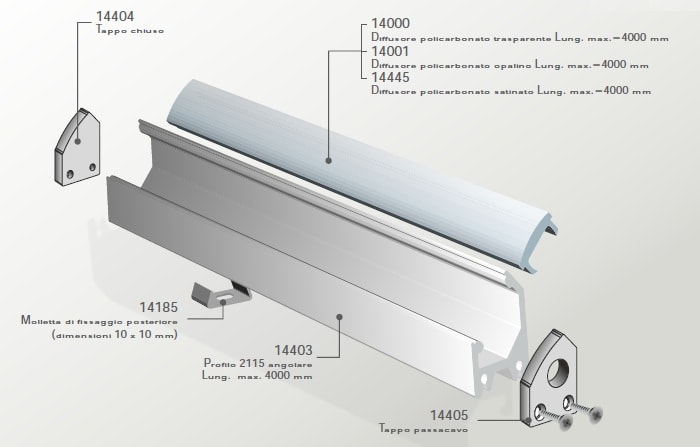 ELCOM SRL - EOW14403-01L20 PROFILO 2115 BIANCO L=2000MM