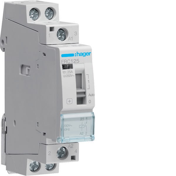 HAGER HAGERC125 CONTATTORE COM MAN STD+ 1NA 230VAC 25A 1