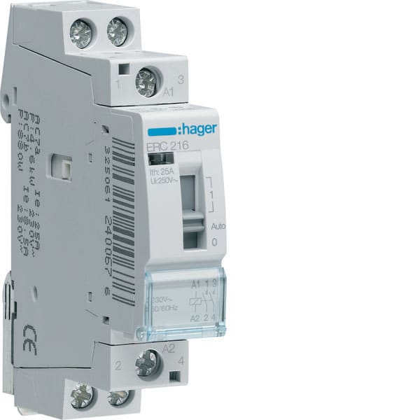 HAGER - HAGERC216 REL COM MAN STD+ 2NA 230VAC 16A 1M