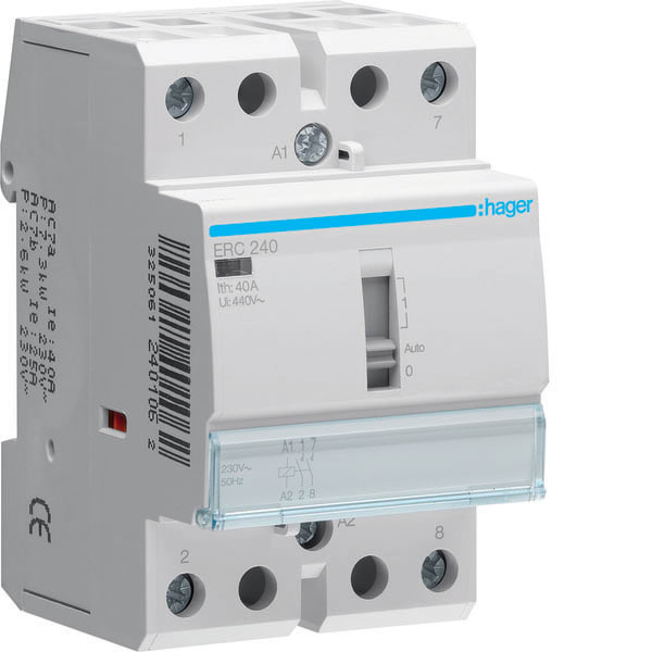 HAGER HAGERC240 CONTATTORE COM MAN STD 2NA 230VAC 40A 3M