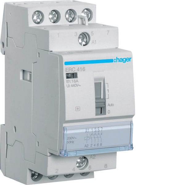 HAGER - HAGERC416 CONTATTORE COM MAN STD+ 4NA 230VAC 16A 2