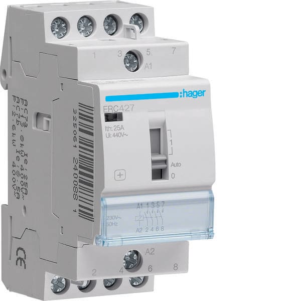 HAGER HAGERC427 CONTATT COM MAN STD+ 2NA+2NC 230VAC 25A