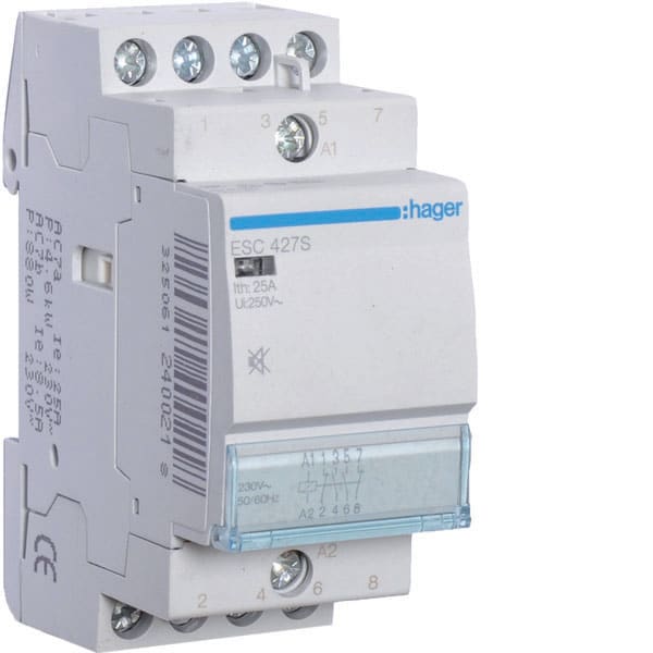 HAGER HAGESC427S CONTATTORE SIL 2NA+2NC 230VAC 25A 2M