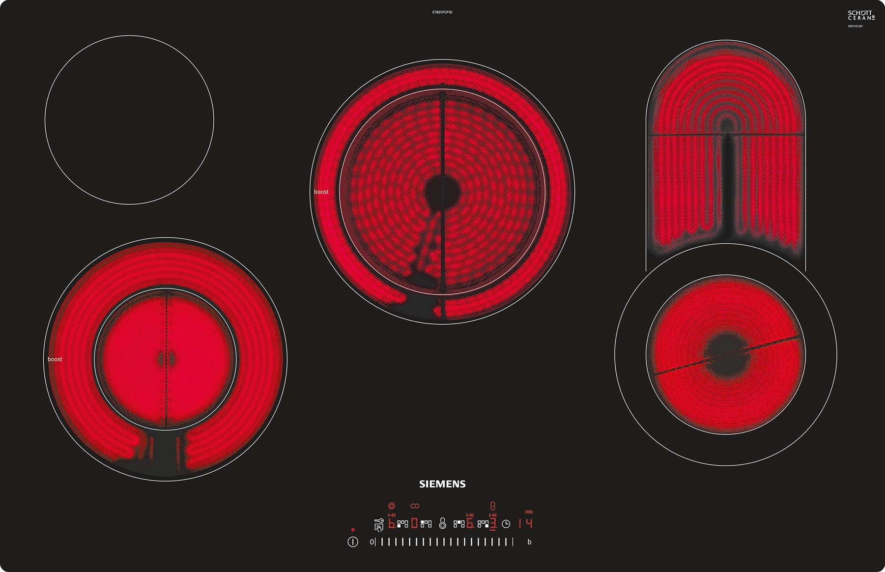 Siemens Hausgerate - SIZET801FCP1D Glaskeramik Kochstelle 80cm 3xZwkr. BrA
