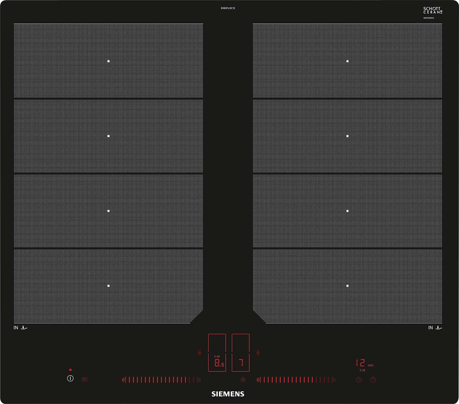 Siemens Hausgerate - SIZEX601LXC1E Glaskeramik Kochstelle 60cm Induktion 2x