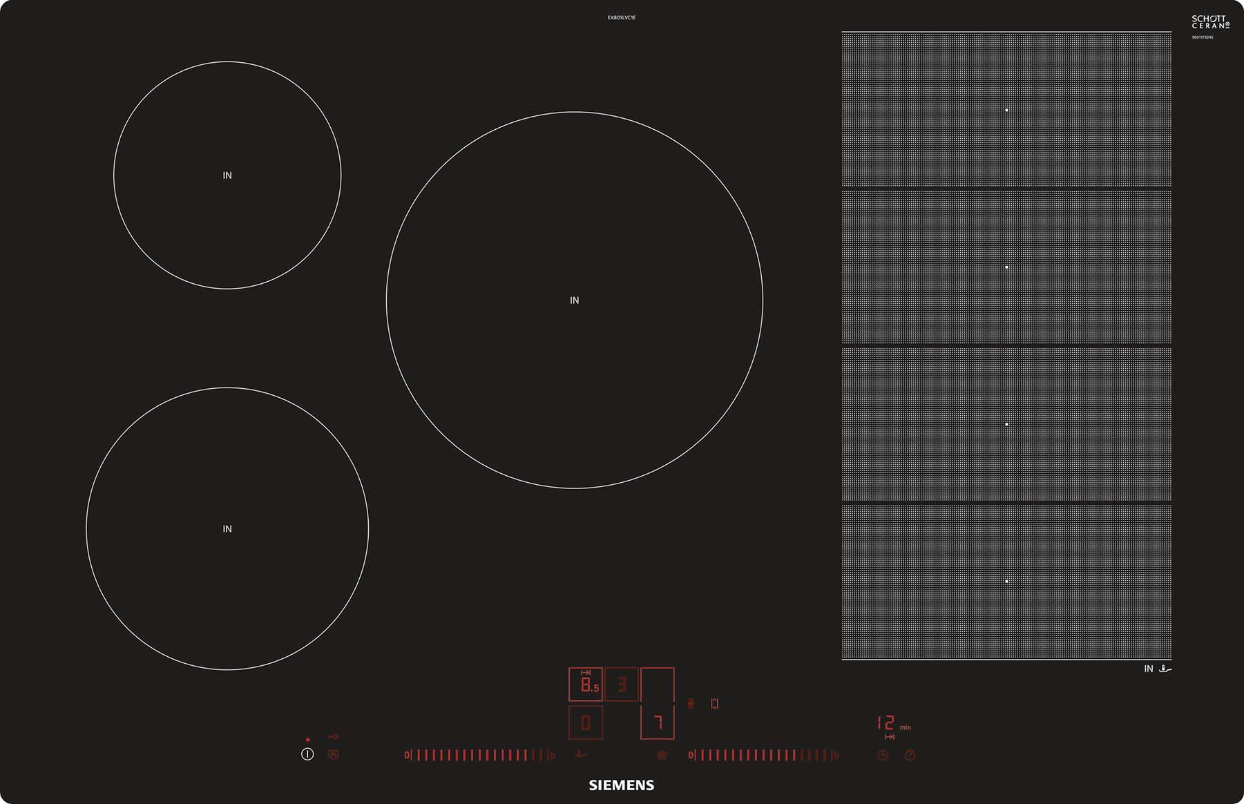 Siemens Hausgerate - SIZEX801LVC1E Glaskeramik Kochstelle 80cm 5xInduktion