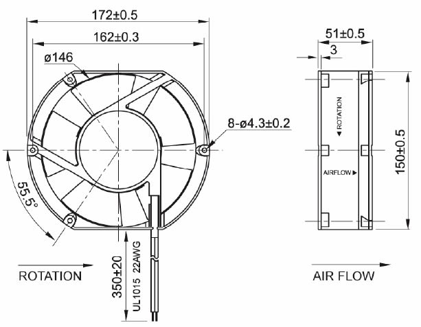 FANDIS SPA - FAD003661.00001 A17C12HWBF00 VENT 172X150X51MM - 115 VA.