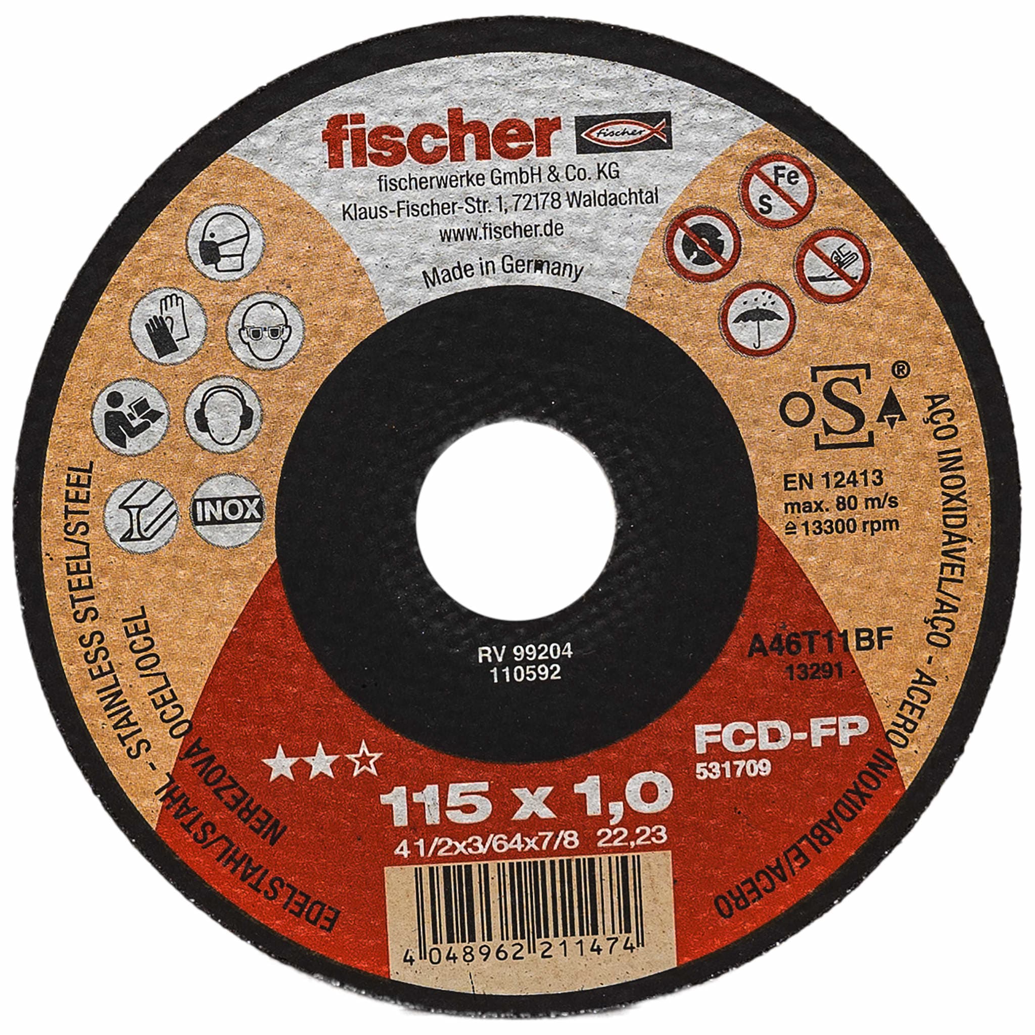 FISCHER ITALIA FIS00531709 FCD-FP 115X1,0X22,23 INOX