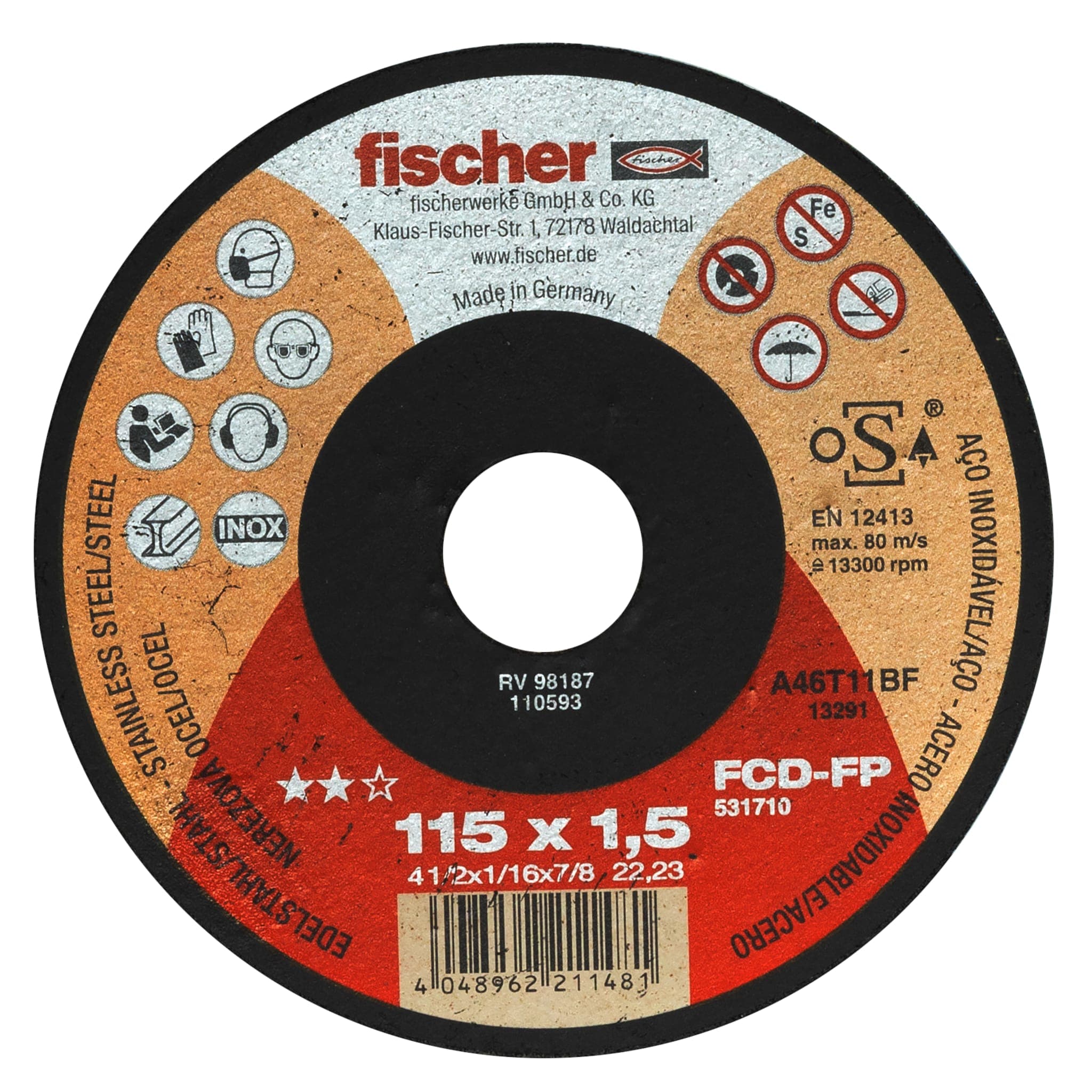 FISCHER ITALIA FIS00531710 FCD-FP 115X1,5X22,23 INOX