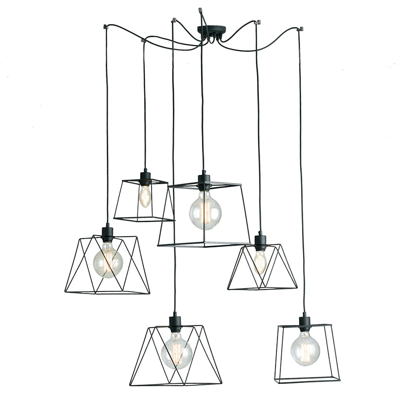 F.A.N. EUROPE LIGHTI - FHLI-BROOKLYN-S6 SOSPENSIONE BROOKLYN NERA 6XE27