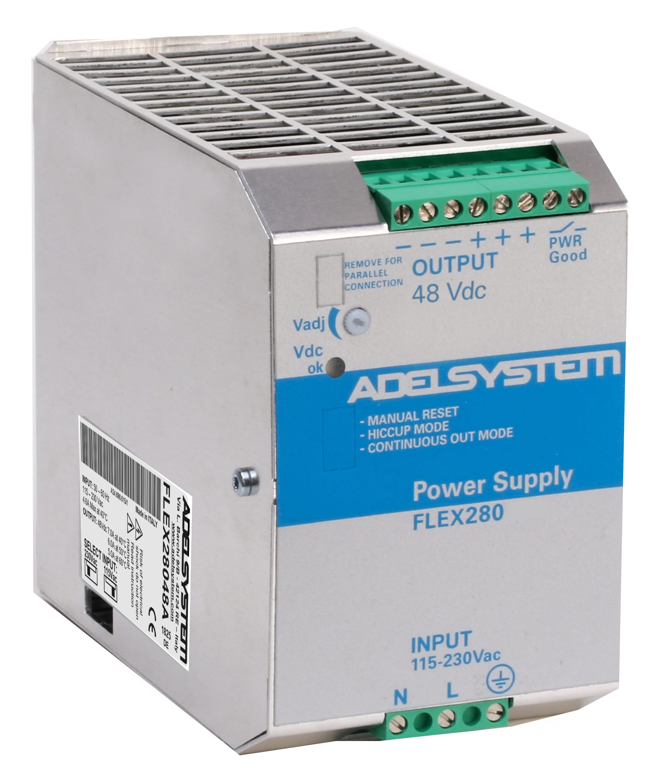 ADEL SYSTEM SRL - ADYFLEX28048A Alimentatore guida DIN, 280W, 1-fase, 48VDC