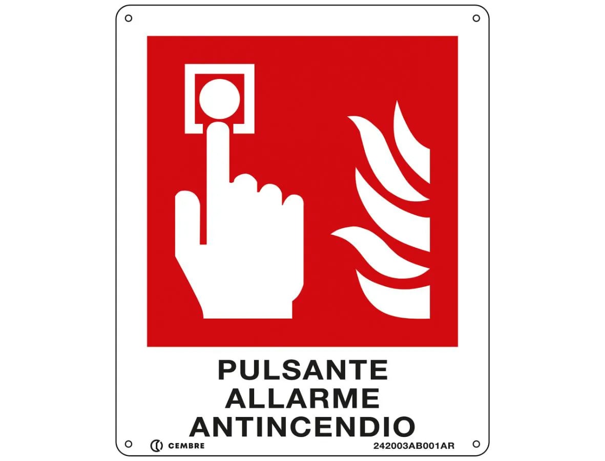 CEMBRE SPA - CEM242004AB001AR TARG.ALL.FS-AB 210X160MM.PULS.ALLAR.ANTI