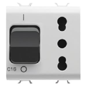 GEWISS - GEWGW10311 PRESA INTERBLOCCATA - 2P+T 16A - P17-P11 - CON INTERRUTTORE MAGNETOTERMICO 1P+N 16A - 230V ac - 2 MODULI - BIANCO LUCIDO - CHORUSMART