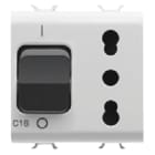 GEWISS - GEWGW10311 PRESA INTERBLOCCATA - 2P+T 16A - P17-P11 - CON INTERRUTTORE MAGNETOTERMICO 1P+N 16A - 230V ac - 2 MODULI - BIANCO LUCIDO - CHORUSMART