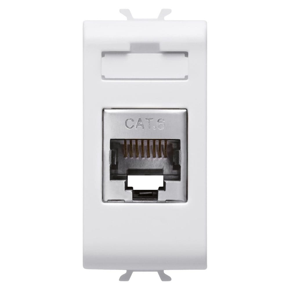 GEWISS - GEWGW10424AB PRESA UTENTE RJ45 - CATEGORIA 6 - FTP - 1 MODULO - BIANCO LUCIDO - ANTIBATTERICO - CHORUSMART