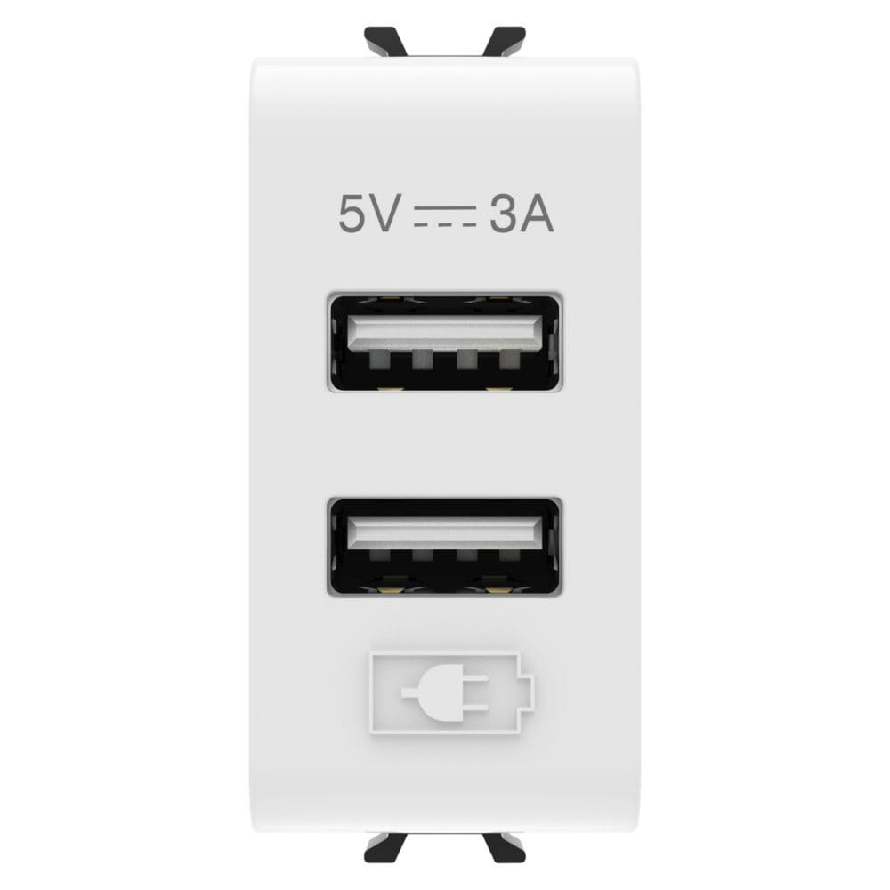 GEWISS - GEWGW10447 ALIMENTATORE USB - TIPO A+A - 3A - BIANCO LUCIDO - 1 MODULO - CHORUSMART