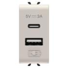GEWISS - GEWGW13449 ALIMENTATORE USB - TIPO A+C - 3A - NATURAL BEIGE SATINATO - 1 MODULO - CHORUSMART
