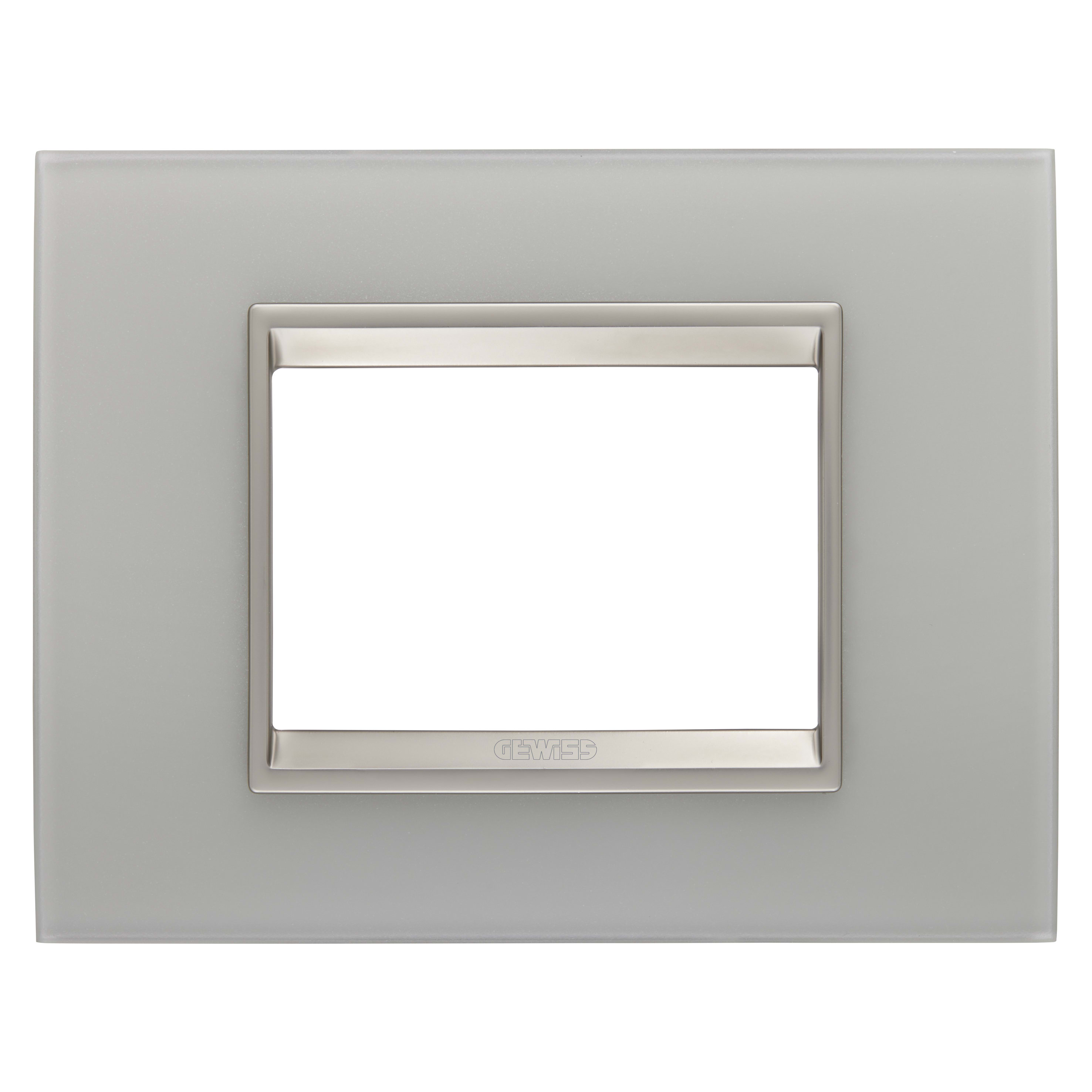 GEWISS - GEWGW16203GT PLACCA LUX - IN VETRO - 3 POSTI - NATURAL REFLECTION - CORNICE BRONZO CHIARO OPACO - CHORUSMART