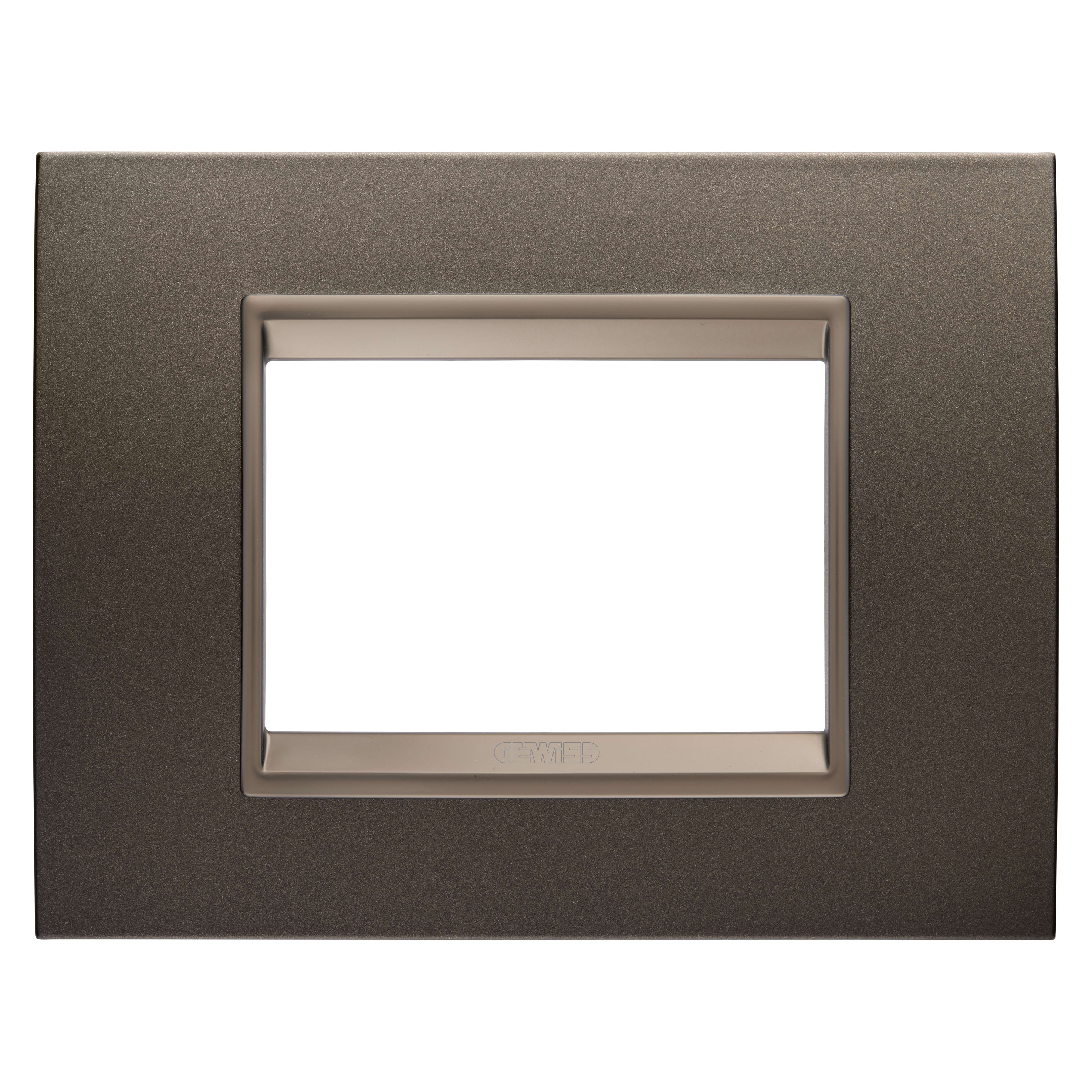 GEWISS - GEWGW16203XV PLACCA LUX - IN METALLO - 3 POSTI - ANODIC BROWN - CORNICE BRONZO SCURO OPACO - CHORUSMART