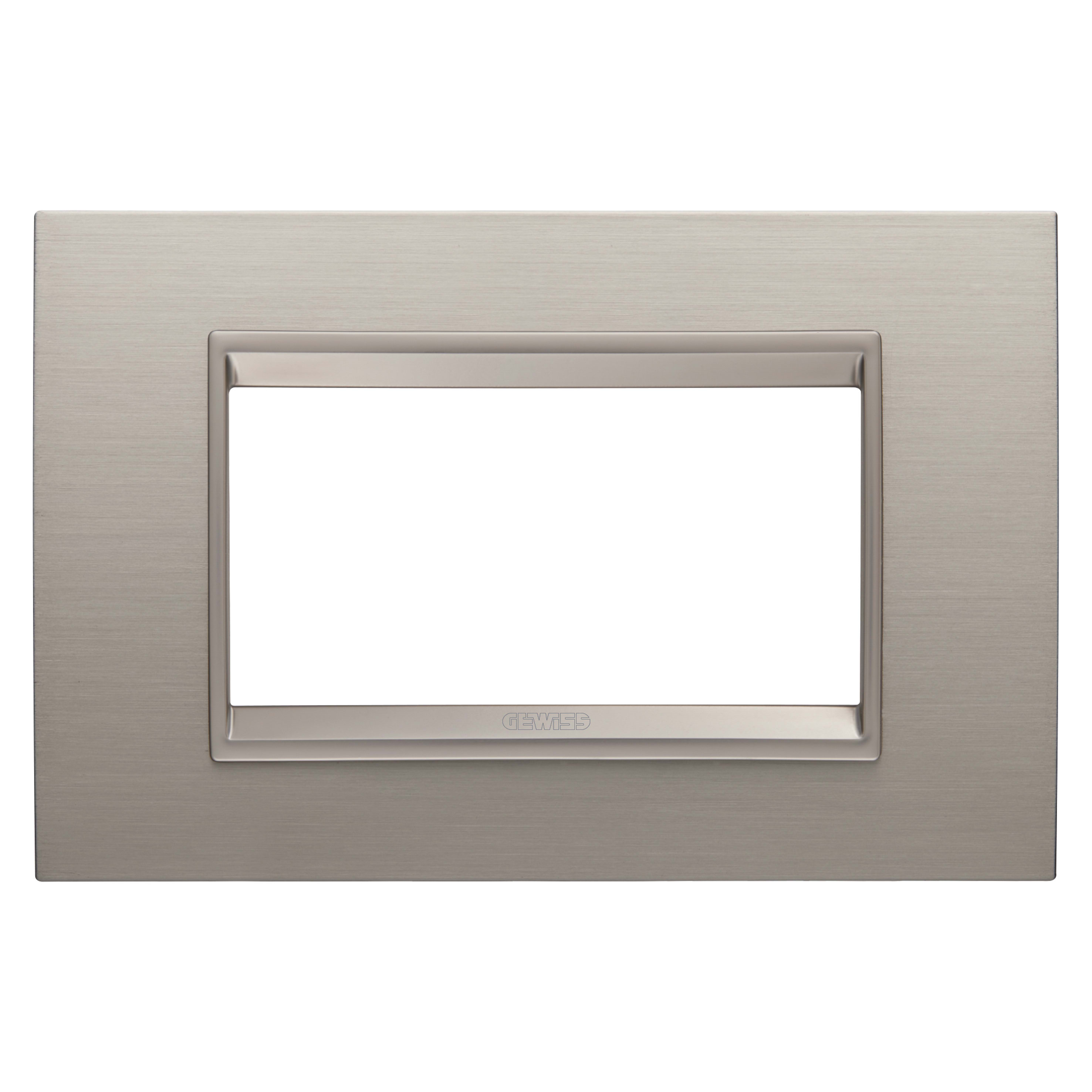 GEWISS - GEWGW16204XS PLACCA LUX - IN METALLO - 4 POSTI - ALLUMINIO SPAZZOLATO - CORNICE BRONZO CHIARO OPACO - CHORUSMART