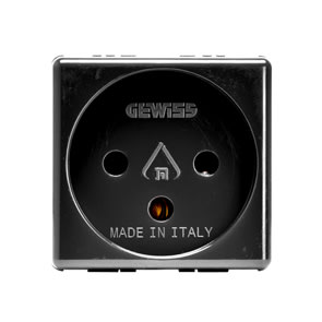 GEWISS - GEWGW21220 PRESA STANDARD ISRAELIANO 250V ac - 2P+T 16A - 2 MODULI- SYSTEM BLACK