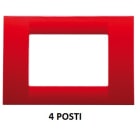 GEWISS - GEWGW22124 PLACCA VIRNA - IN TECNOPOLIMERO FINITURA LUCIDA - 4 POSTI - ROSSO GERANIO - SYSTEM