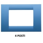 GEWISS - GEWGW22164 PLACCA VIRNA - IN TECNOPOLIMERO FINITURA LUCIDA - 4 POSTI - AZZURRO CIELO - SYSTEM