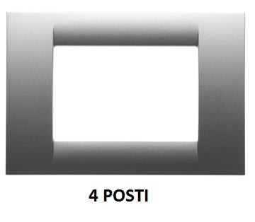 GEWISS - GEWGW22284 PLACCA VIRNA - IN TECNOPOLIMERO FINITURA LUCIDA - 4 POSTI - TITANIO METALLIZZATO - SYSTEM