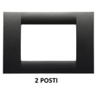 GEWISS - GEWGW22292 PLACCA VIRNA - IN TECNOPOLIMERO FINITURA LUCIDA - 2 POSTI - ARDESIA METALLIZZATO - SYSTEM