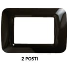 GEWISS - GEWGW22512 PLACCA TOP SYSTEM - IN TECNOPOLIMERO FINITURA LUCIDA - 2 POSTI - NERO TONER - SYSTEM