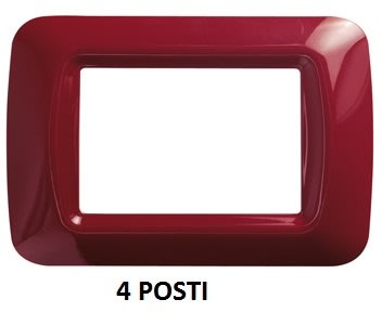 GEWISS - GEWGW22534 PLACCA TOP SYSTEM - IN TECNOPOLIMERO FINITURA LUCIDA - 4 POSTI - AMARANTO CLASSICO - SYSTEM