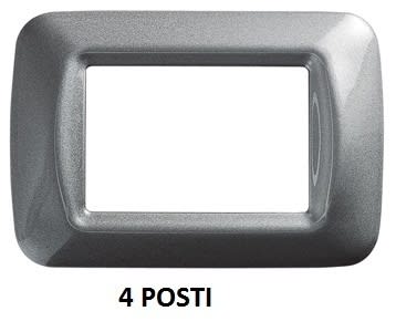 GEWISS - GEWGW22604 PLACCA TOP SYSTEM - IN TECNOPOLIMERO FINITURA LUCIDA - 4 POSTI - TITANIO METALLIZZATO - SYSTEM
