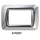 GEWISS - GEWGW22656 PLACCA TOP SYSTEM - IN TECNOPOLIMERO FINITURA LUCIDA - 6 POSTI - CROMO SOFT - SYSTEM