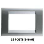 GEWISS - GEWGW32019 PLACCA PLAYBUS - IN TECNOPOLIMERO VERNICIATO - SMALTATURA VETRIFICATA ANTIGRAFFIO - 18 POSTI (6+6+6 SOVRAPPOSTI) - TITANIO - PLAYBUS