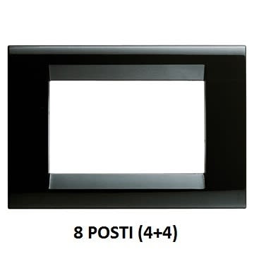 GEWISS - GEWGW32057 PLACCA PLAYBUS - IN TECNOPOLIMERO - FINITURA LUCIDA - 8 POSTI (4+4 SOVRAPPOSTI) - NERO TONER - PLAYBUS