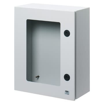 GEWISS - GEWGW46232 QUADRO METALLO PORTA MUNITA DI OBLÒ IN VETRO TEMPERATO E SERRATURA 310X425X160 - IP55 - GRIGIO RAL 7035