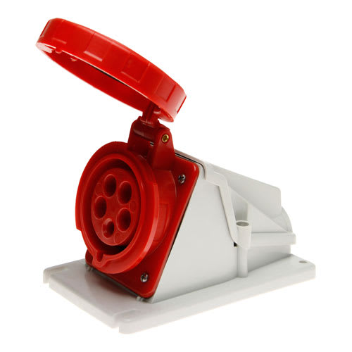 GEWISS - GEWGW62505 PRESA FISSA DA PARETE A 90° - IP67 - 3P+N+T 16A 380-415V 50/60HZ - ROSSO - 6H - CABLAGGIO A VITE