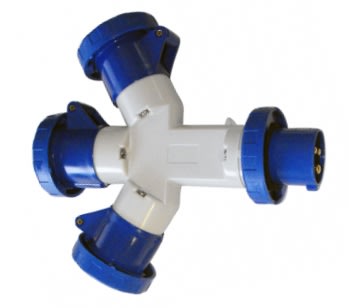 GEWISS - GEWGW64026 MOLTIPLICATORE MOBILE 3 USCITE IP67-SPINA 16A-3 PRESE 3P+N+T 230V 50/60HZ-BLU-9H