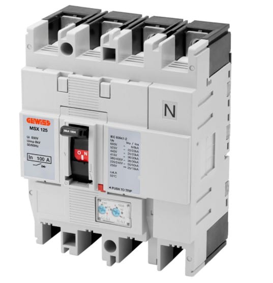 GEWISS GEWGWD9175 MSX 125 4P 100A 65KA TRMR TERM.FC